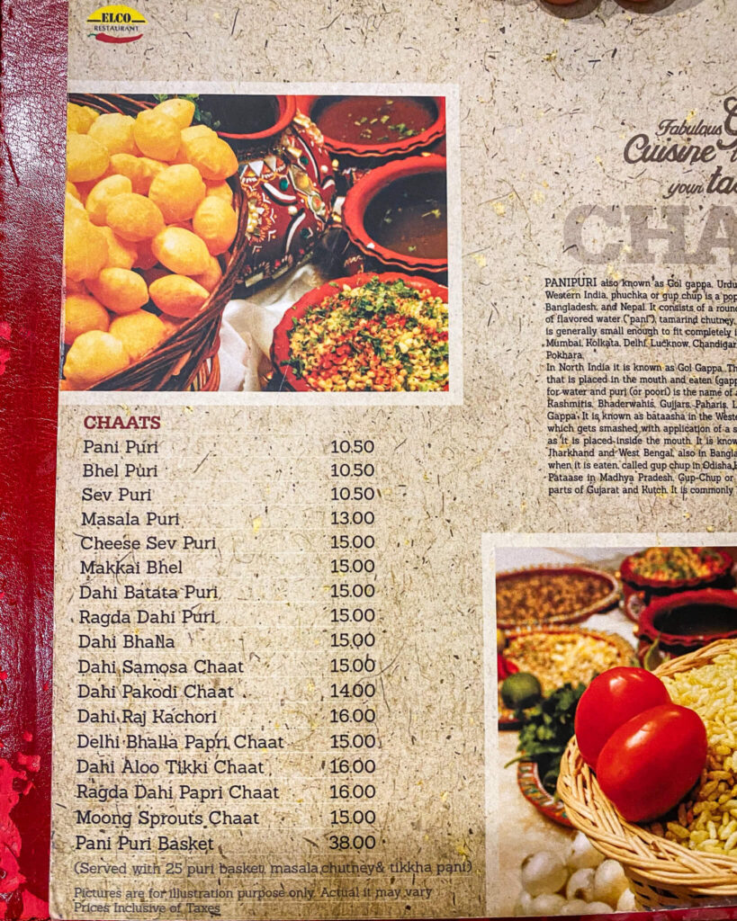 Bol Gappa Restaurant menu